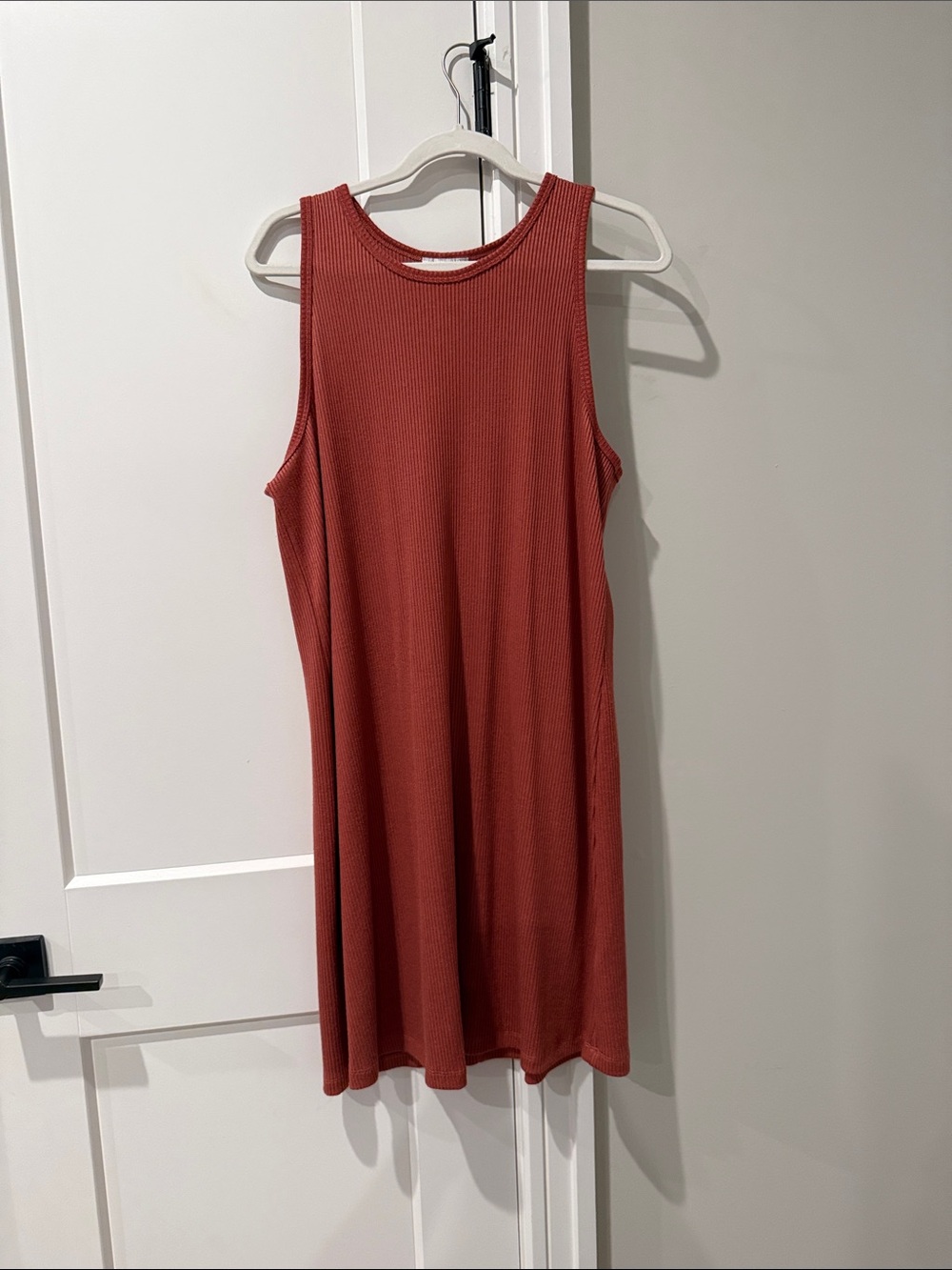 Nine West Ribbed Sleeveless Mini Dress - Rust